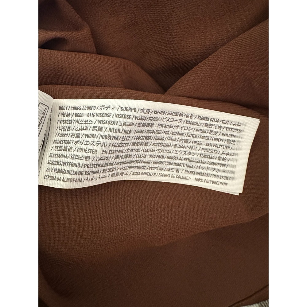 Abercrombie & Fitch Bra Free Brown Tropical Palm Print Open Back Maxi Dress ST - Picture 8 of 14